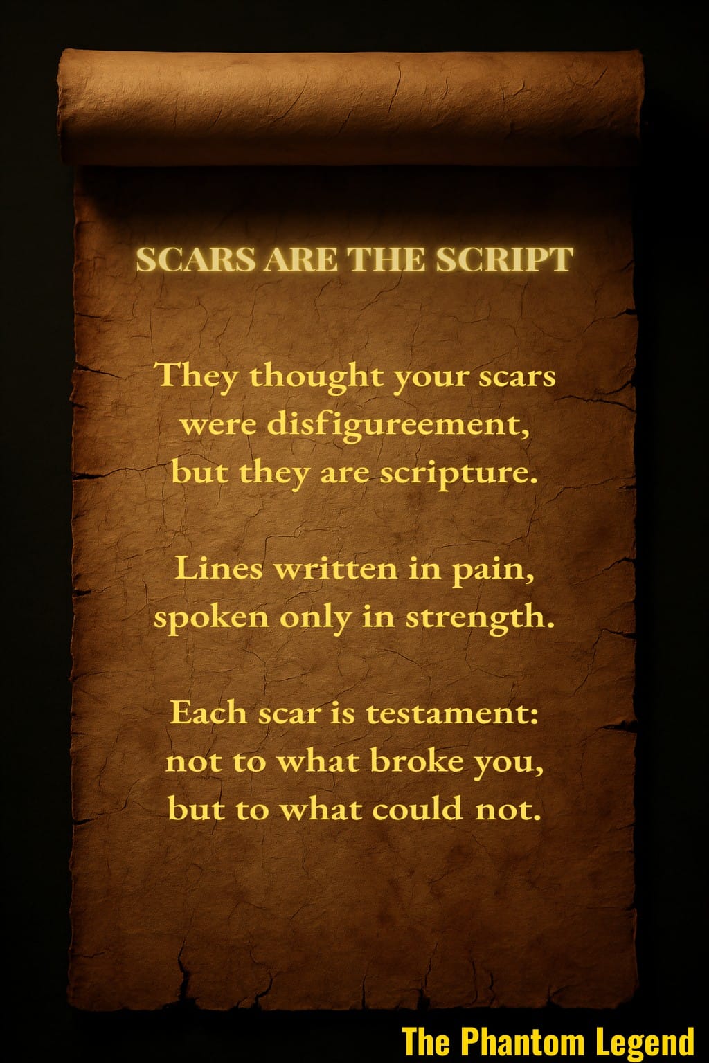 Scars are the script - Digital Wisdom Parchment
