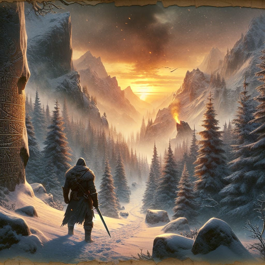 The Warrior's Path: Untouched Snow Symbolism — 